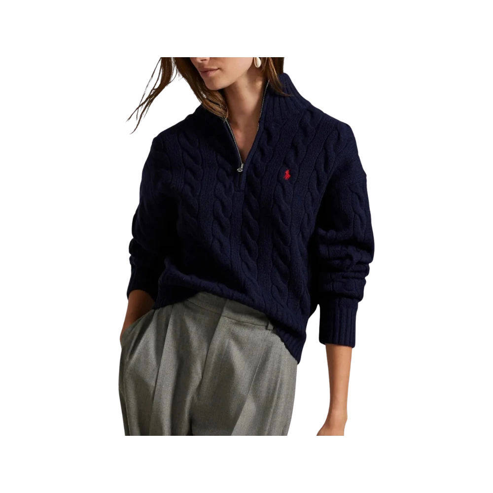 Suéter Ralph Lauren Tricô Quarter Zip Navy Blue