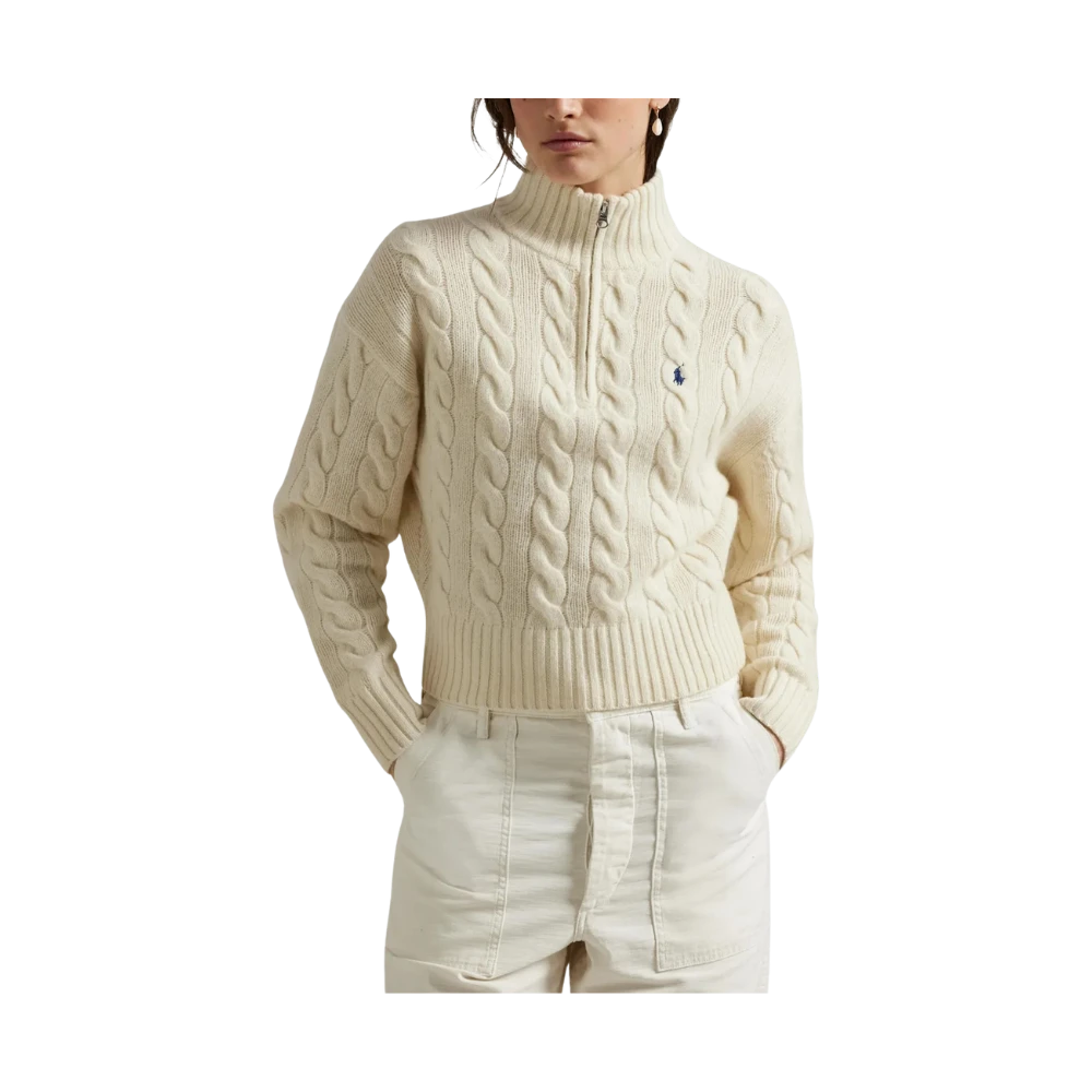 Suéter Ralph Lauren de lã e cashmere com zíper parcial
