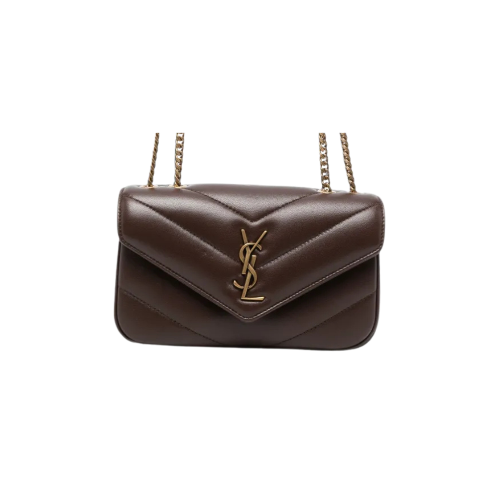 Bolsa Yves Saint Laurent transversal Loulou mini matelassê de couro