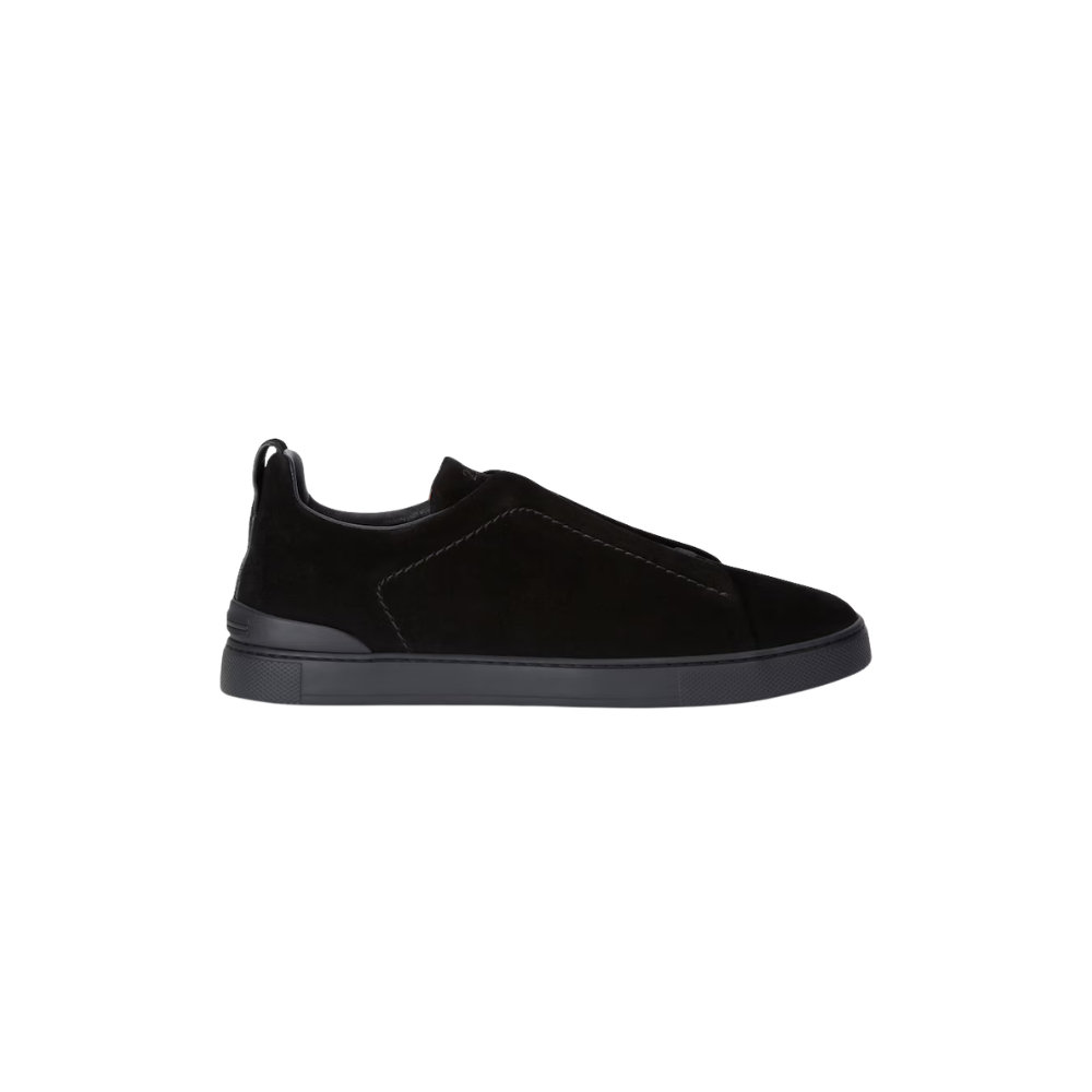 Tênis Zegna Triple Stitch em camurça preto