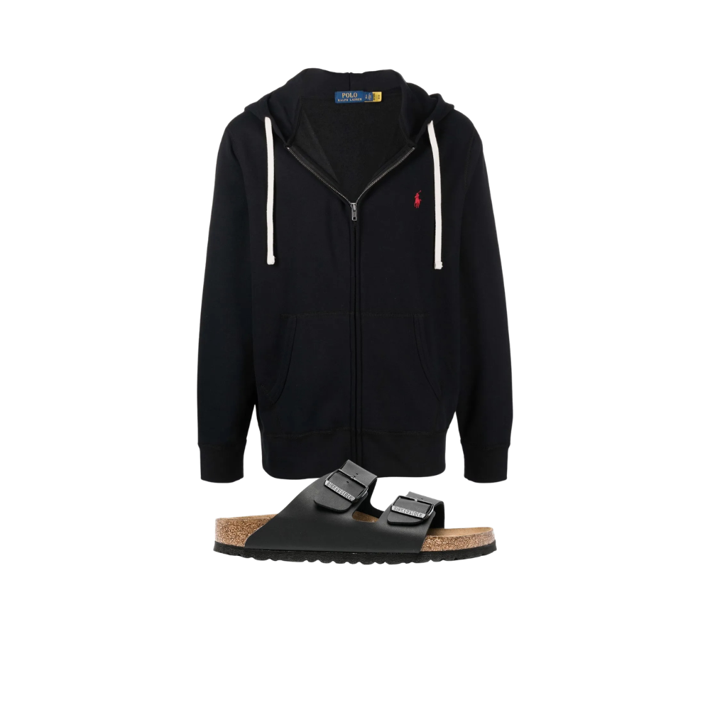 KIT Moletom Zíper Ralph Lauren + Birkenstock Arizona em Couro