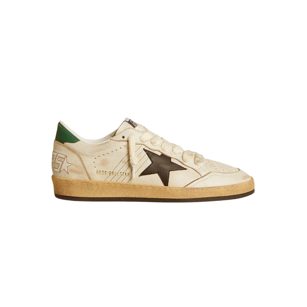 Tênis Golden Goose Ball-Star Talão verde estrela marrom