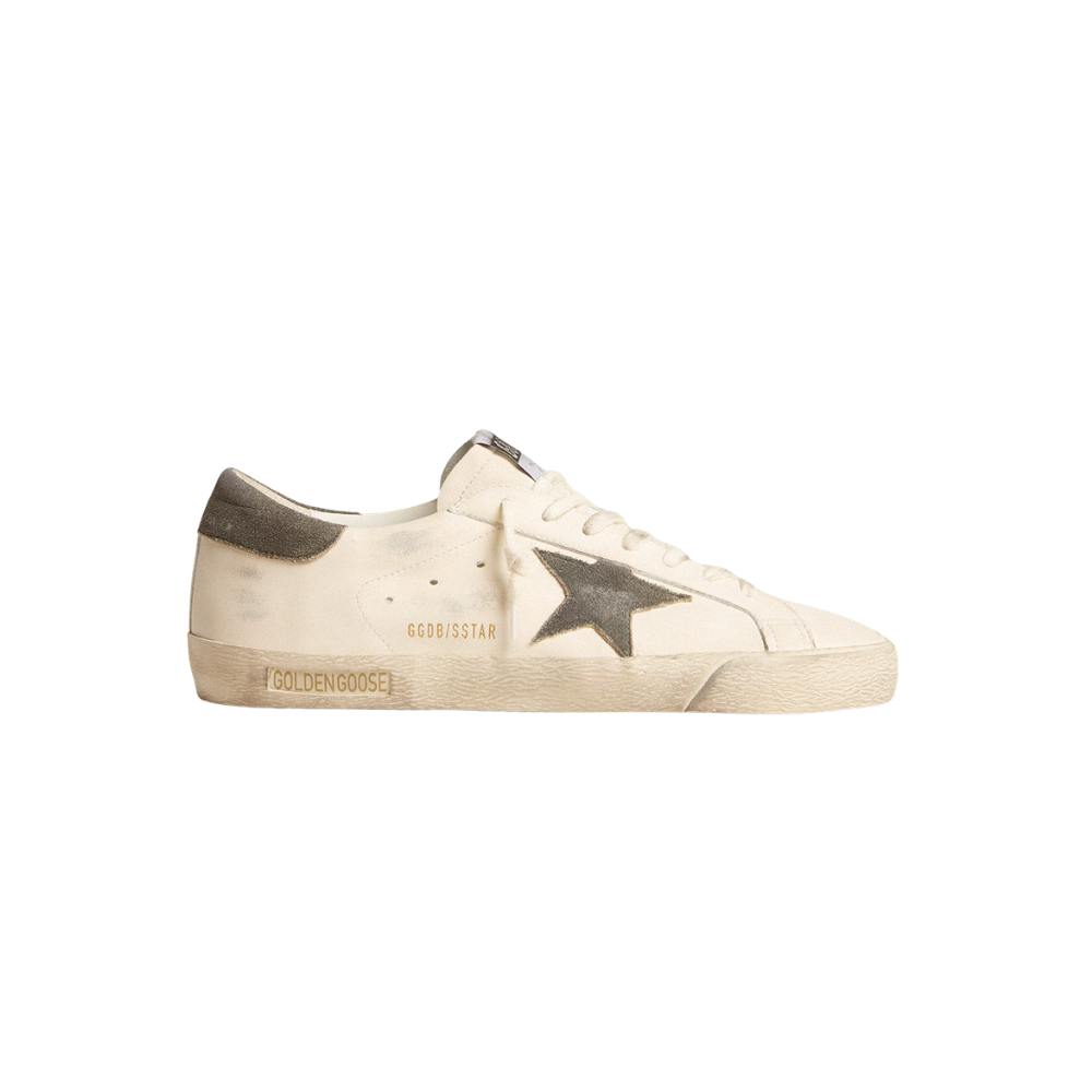 Tênis Golden Goose Super-Star de napa com estrela e talão de suede cinza