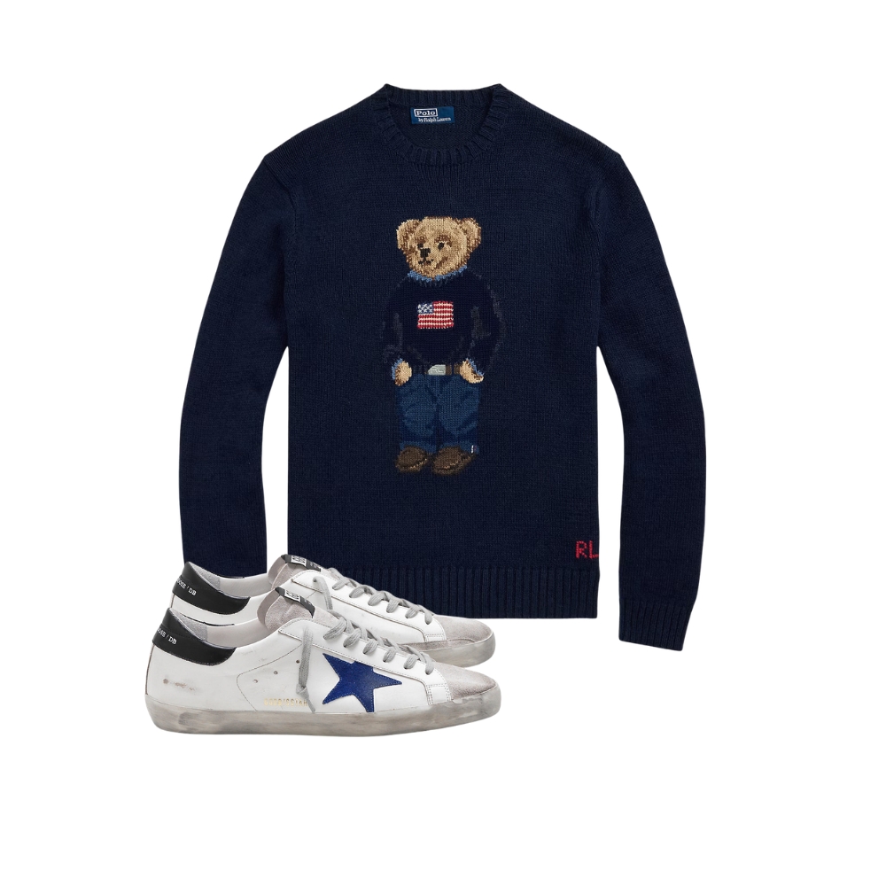 KIT Suéter Bear Ralph Lauren + Golden Goose Super-Star Upper