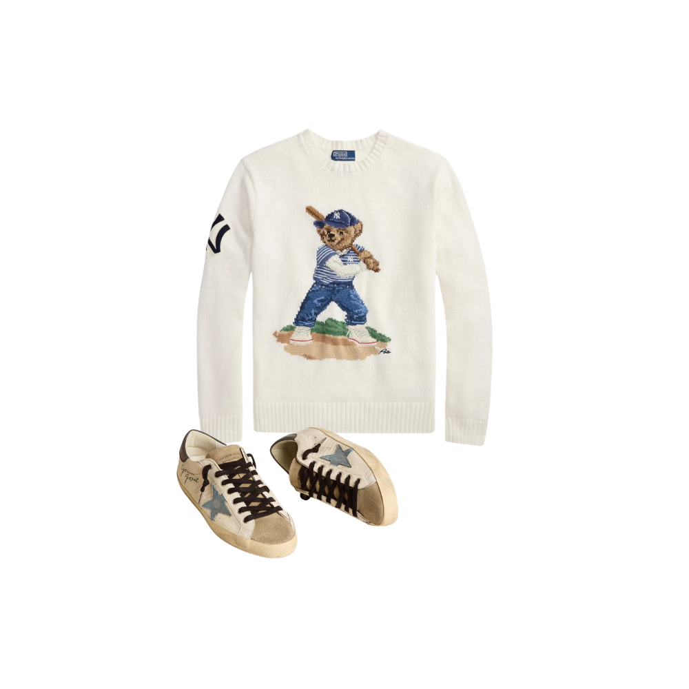 KIT Suéter Ralph Lauren Bear Yankess + Golden Goose Super-Star