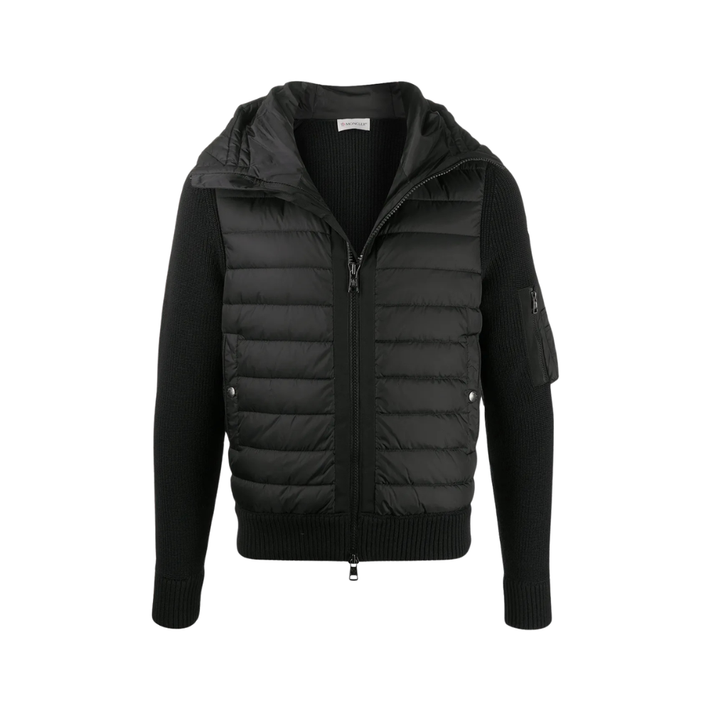 Jaqueta Moncler de capuz com recorte matelassê