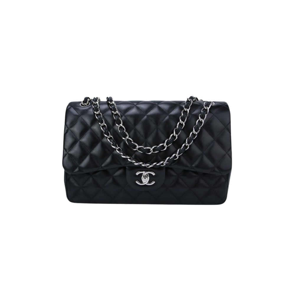 Bolsa Chanel Double Flap Couro Preta