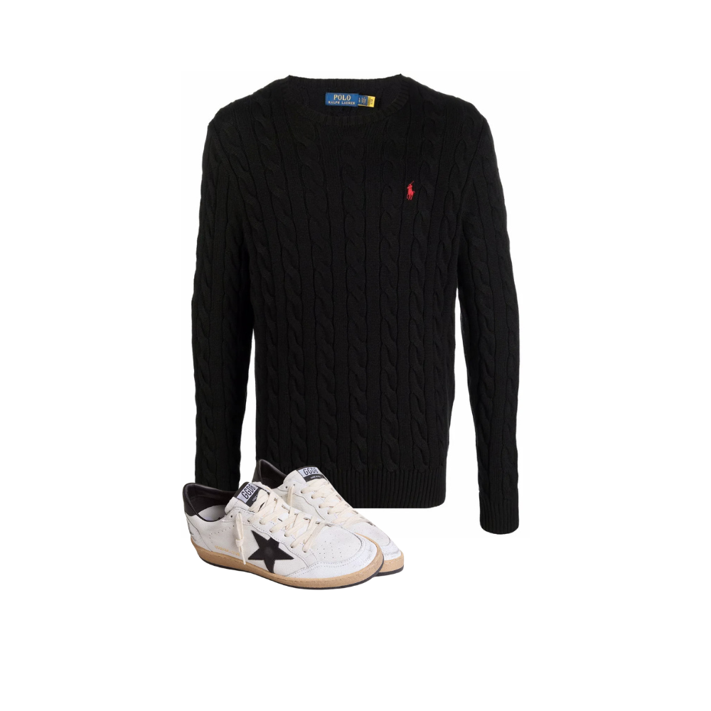 KIT Suéter Ralph Lauren Tricô Careca + Golden Goose Ball-Star